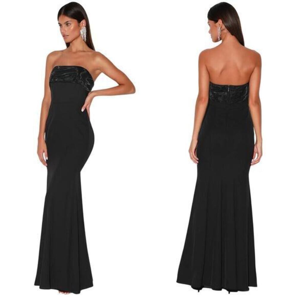 Lulus Brilliantly Bold Black Strapless Mermaid Maxi Dress size Medium NWT